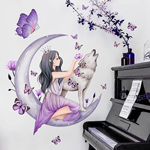 Vinilos decorativos patrón Princesa Luna y Lobo para habitación miniatura 5