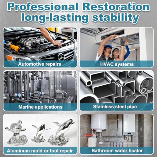 Image of 7 oz Aluminum Putty Repair, Strong Adhesive Power & Rapid Cure Aluminum Epoxy, Epoxy Weld for Hot Tubs, Radiators, Boat Hulls, Tanks & More, Gray Color
