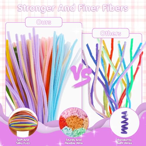 Image of 1000 Pcs Pipe Cleaners Craft-20 Assorted Colors Pipe Cleaners Bulk