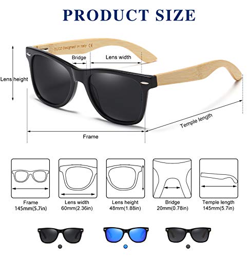 DUCO Polarized Driving Handmade Walnut Wooden 100% UV 400 Protection Sunglasses for Men 21414