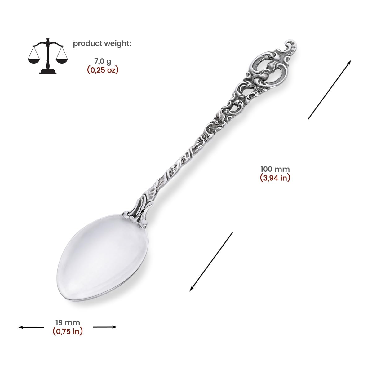 Petite cuillère en argent Roma pour garçon ou fille, baptême, cadeau d'anniversaire