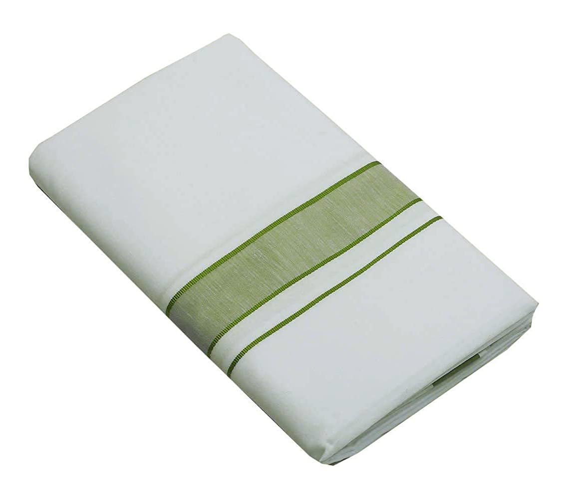 yettalan Mens Canal Border Pure White Cotton Dhoti 4.00 Meters Vesti/Mundu-picture-48