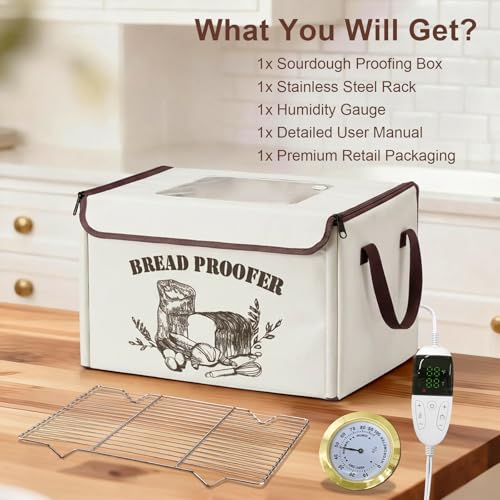 Large Folding Bread Proofing Box, Dough Proofer With 50-113℉Temp Control & 1-48H Timer, Sourdough Starter Warmer with Humidity Gauge, Foldable Proofing Basket for Bread Baking, Pizza, Yogurt, Kombucha by YTJIWO - Image 6