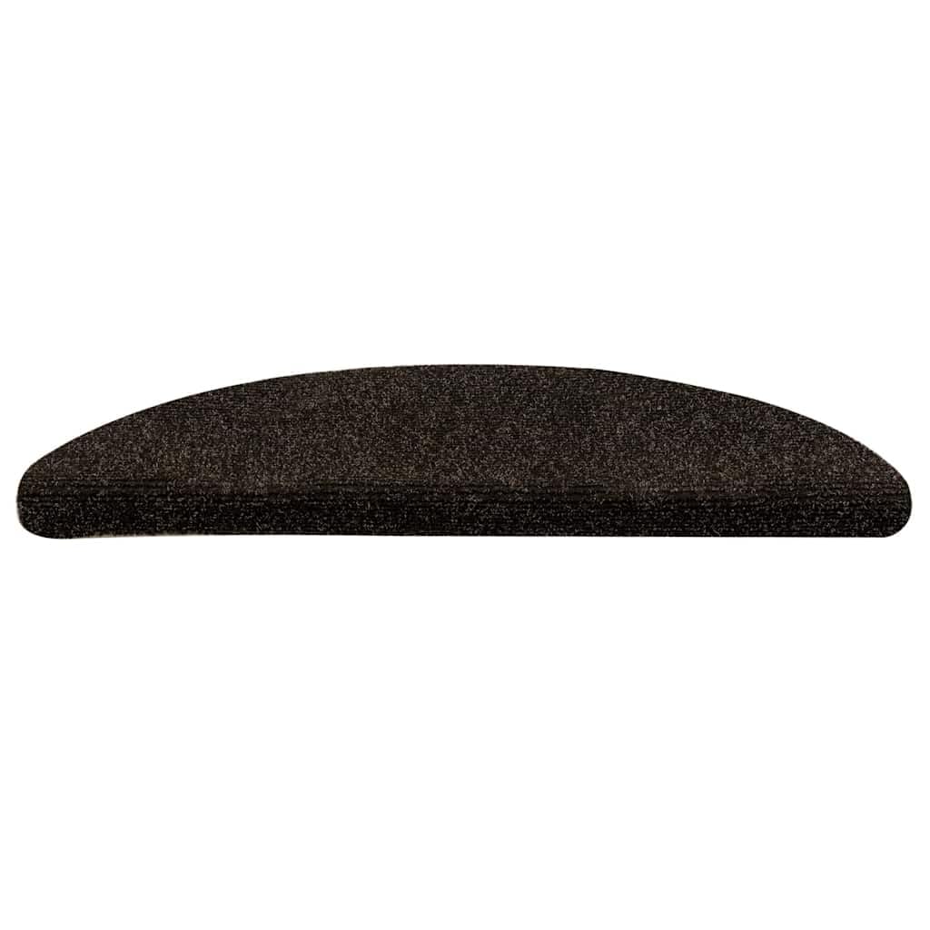 Lot de 5 tapis d'escalier autocollants - 56 x 17 x 3 cm - Marron foncé - Semi-circulaires - Antidérapant - Lavable - Protection d'escalier pour escalier en bois - Avec isolation phonique