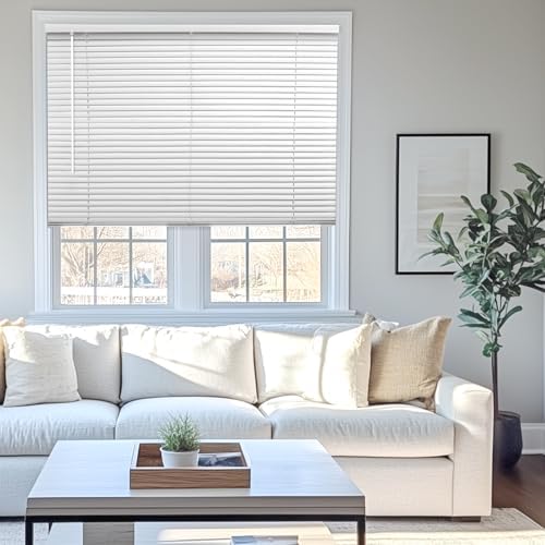 CHICOLOGY Mini Blinds for Indoor Windows – 35"W x 48"H, White Hor...