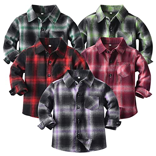 Toddler Boys Long Sleeve Flannel Plaid Shirt Baby Pocketed Button Down Shirts Coats Shacket Cardigan Top Jackets