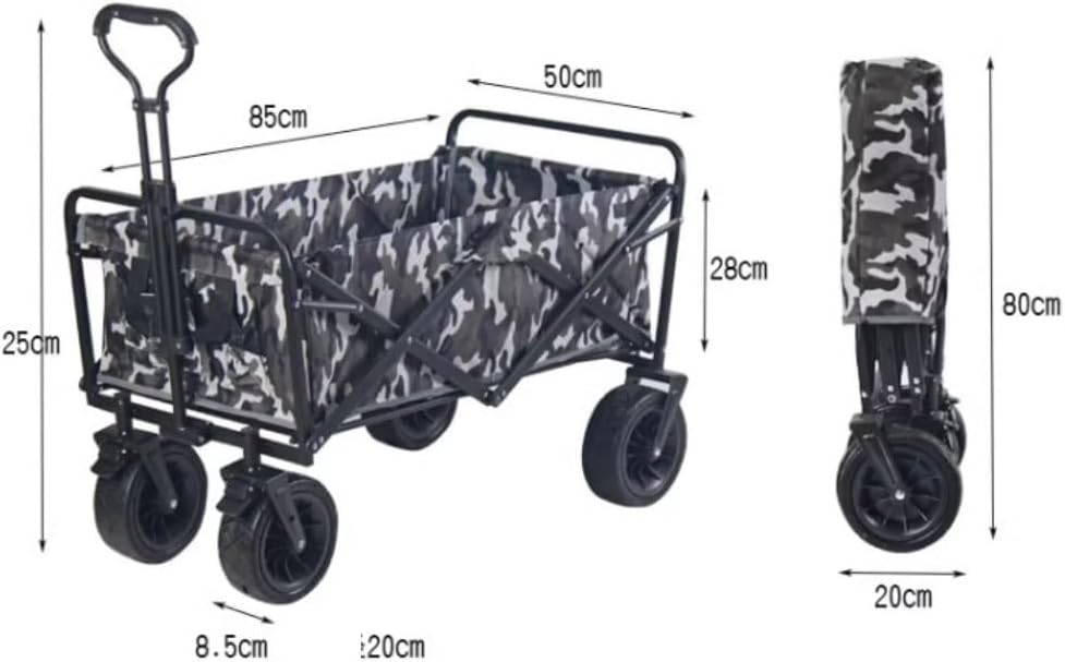 Foldable Garden Cart with 4 Wheels, Heavy-Duty Beach Utility Trolley for Camping, Outdoor Cargo Transport, Portable Garden Trailer (B)