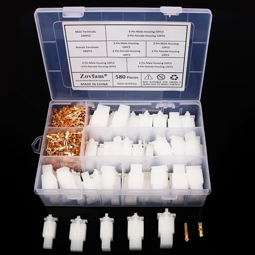 Automotive Electrical Wire Connectors Kit 2.8mm Pitch 2 3 4 6 9 Pin Way Male & Female Plug Housing and Pin Header Crimp Wire Terminal Connectors for Motorcycle, Car, Boats, Bike - 580PCS - Thumbnail 4