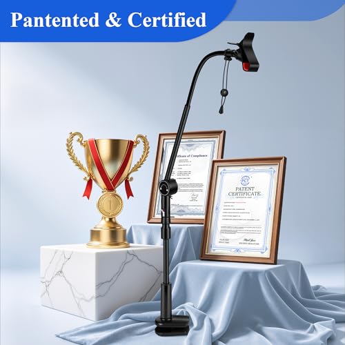 Image of CPAP Hose Holder for Bed, 360 Adjustable CPAP Stand Bedside with No-Drill C-Clamp, Knob-Control CPAP Hose Hanger & Lift, Metal CPAP Tube Holder with Mask Hook and Hose Straps (Black)