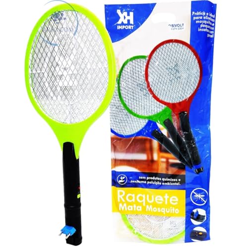 Raquete Elétrica Recarregável Mata Mosquitos - Bivolt 110/220v, Botão de Segurança, LED Indicador -