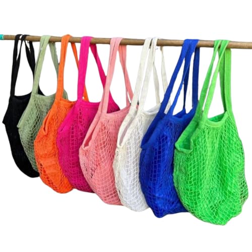 Bolsa de Praia Macramê Sacola Rede Colorida Moda Verão Primavera Com Forro Interno