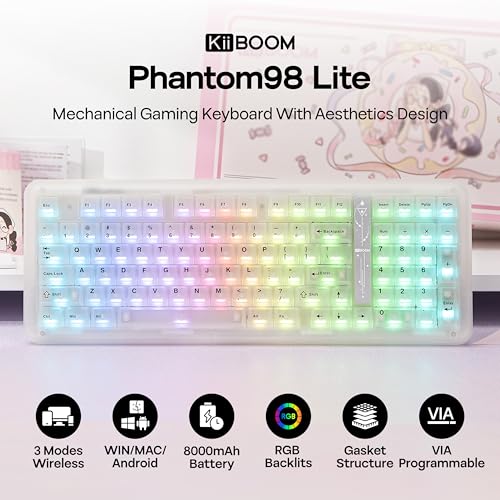 Image of KiiBoom Phantom98 Lite 96% Wireless Mechanical Gaming Keyboard, VIA Custom