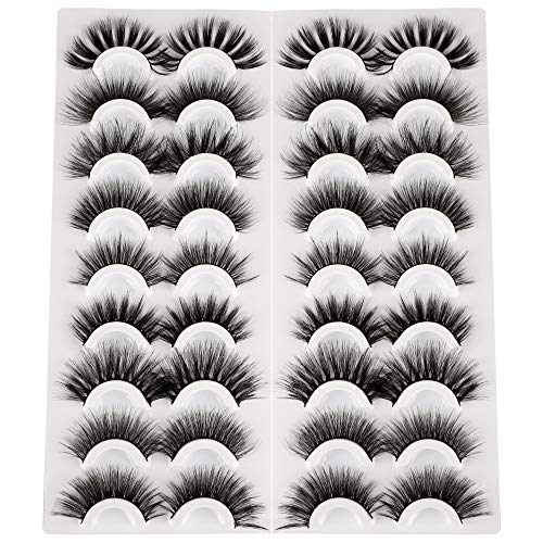 False Eyelashes Natural Lashes 9 styles Middle Length Fake Lashe 3D Volume Faux Mink Lashes 16MM-19MM Soft Reusable Eyelashes Pack Multipack