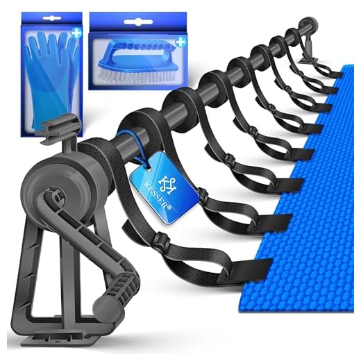 KESSER® Pool Aufroller Premium Aufrollsystem 1,05m - 6,15 m für Solarplane | mobiles Aufrollvorrichtung für Poolplane & Abdeckung inkl. Bänder, Bürste & Handschuhe | witterungsbeständiges Material
