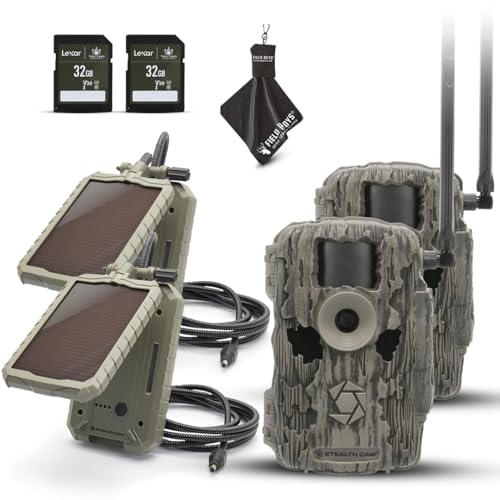 Stealth Cam Fusion MAX 36MP Cellular Trail Camera with Dual SIM (AT&T & Verizon), 0.35s Trigger, 1080P Video, App Control, Includes Solar Panel, SD Card, & Cleaning Cloth (2PK)