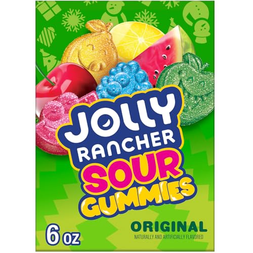 JOLLY RANCHER Sour Gummies Original Fruit Flavored, Christmas Candy Gift Box, 6 oz