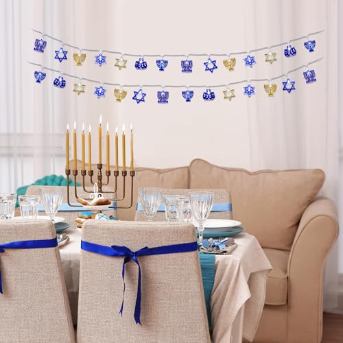 Blosssound 20 ft Hanukkah String Lights 40 LED Chanukah Decoration Star of David Menorahs Dreidel Window Lights for Jews Judaism Hanukkah Party Indoor Outdoor Home Decor by Blosssound - Image 5