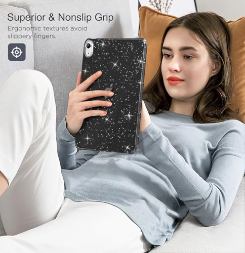 Image of MoKo Clear iPad 10th Generation Case, iPad 10 Case, Slim & Lightweight Soft TPU Anti-Scratch Back with Shockproof Impact Resistant Raised Edge for 10th Gen iPad Case 2022, Glitter Black