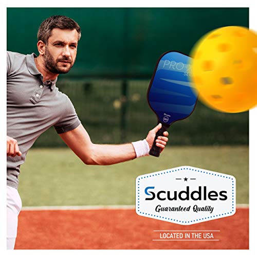Scuddles Pickleball Paddle Set of 2 Honeycomb Composite Core-Ultra Cushion Grip-Portable Cover Case-Carbon Fiber Surface-Lightweight Racket-Graphite Face-Paddles USAPA Approved Paddle and Ball