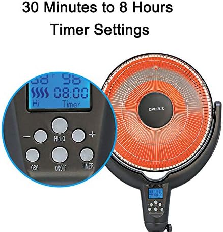 Optimus 14" Oscil Pedestal Digital Dish Remote Heater, Black