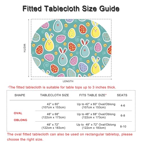 Amonsa Oval Spring Fitted Tablecloth with Elastic 48x72 inch for Oval Tables Washable Stretchy Spandex Fabric Easter Table Cover Cloth Not Vinyl Table Protector by Amonsa - Image 6