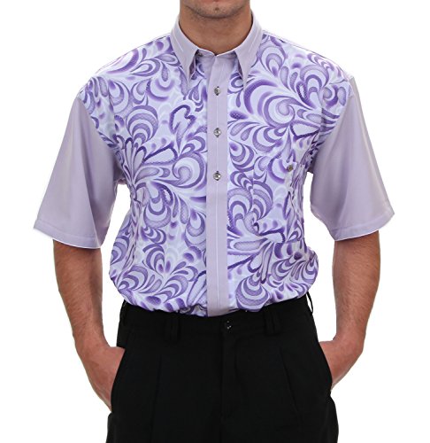 Chemise violette en microfibre fluide pour hommes avec motifs géométriques modernes