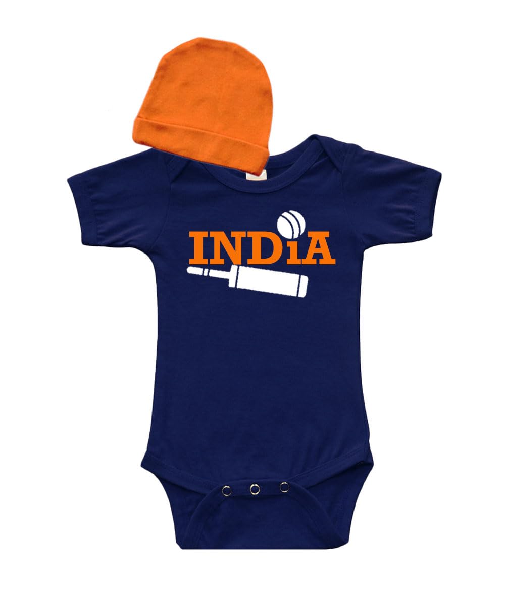 India Cricket Baby Gift Set, India Celebration, Cricket Baby Bodysuit and Cap Set, Cricket Baby Clothes