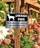 Putuo Decor Metalowa Tablica „Uwaga Pies Wchodzisz na Własną Odpowiedzialność” Ozdoba na Bramę Ogrodu Domu, 20x30cm