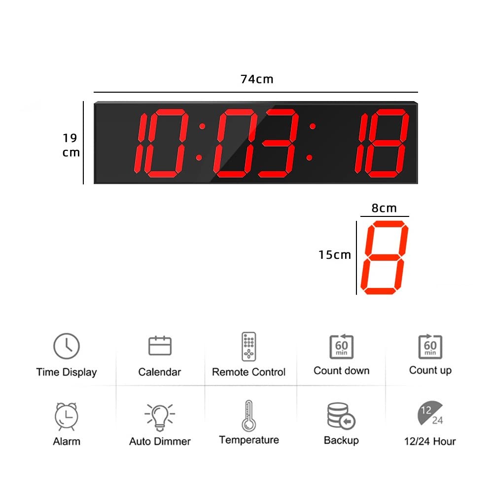 Orologio WiFi Doppio Lato, Orologio da 29 Pollici A 6 Cifre | Supporta Android IOS, dimmer automatico, sveglia, conto alla rovescia, calendario e termometro