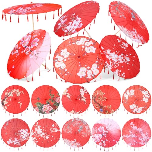 Sadnyy 10 Pcs 33" Chinese New Year Oiled Paper Umbrella