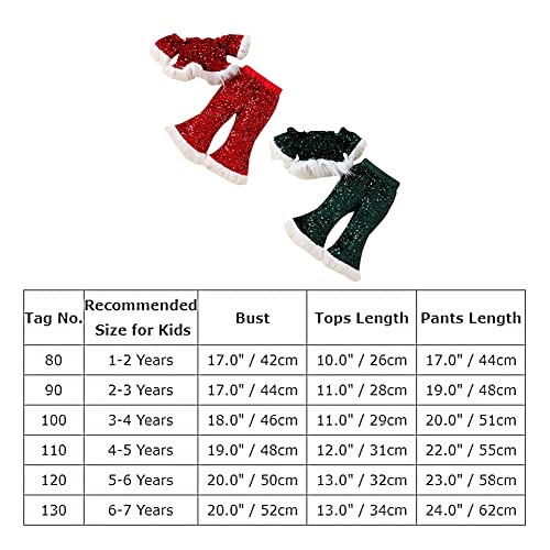 Baby Girls Christmas Outfits Kids Toddler Velvet Santa Claus Cosplay Suits Ruffle Sleeves Top Bell Bottom Pants 2Pcs Set Santa Claus Costume Xmas New Year Clothes Red-Sequin 6-7 Years #TOP6