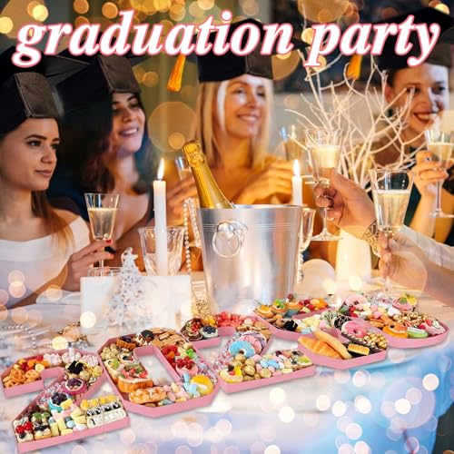 Tellingyou 5 Pcs 14.6" 2026 Graduation Charcuterie Number Fillable Cardboard Box Food Tray for Graduation Party Number Grad Hat Fillable Tray Chocolate Candy Party Supplies(Light Pink) by Tellingyou - Used condition - Image 5