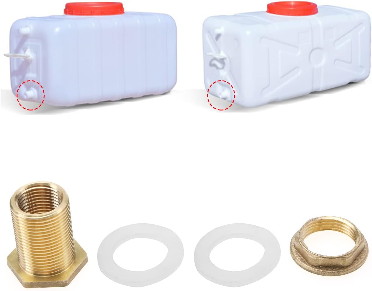 EMSea 2Pcs 1/2 inch Water Tank Connector with Rubber Rings Rain Barrel Connector with Rubber Seals Brass Water Butt Grommet for Rain Barrel Water Butt 42 mm - Image 3