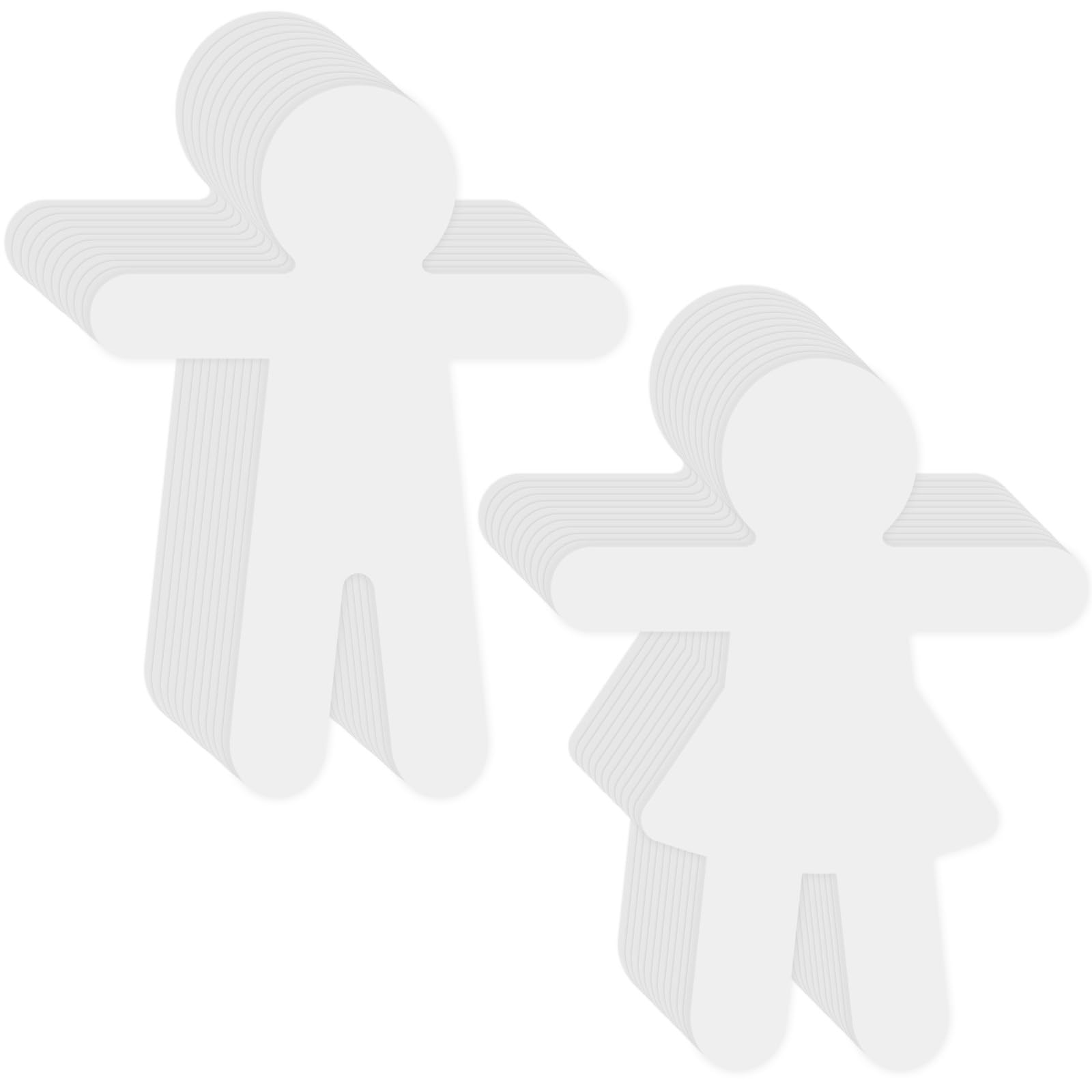 Vuzvuv 48Pcs 5In People Doll Shaped Paper Cutouts with 100Pcs Glue Points for Wall Bulletin Board Decorations, Blank Boys &amp; Girls Cut Out for Classroom, DIY Crafts &amp; Party Banners(White Blank Color)