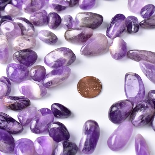 Image of Polished Amethyst Crystals - 0.5 inch 10 oz Handpicked Natural Tumbled Gemstones Rocks, Pebbles for Reiki, Chakra, Healing Home Decor