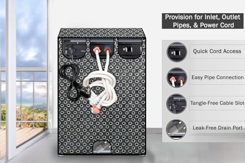 Image of Stylista Top Load Fully Automatic Washing Machine Cover Compatible for IFB 8 kg, 8.5 kg, 9 kg & 9.5 kg, Symmetric Pattern Grey White