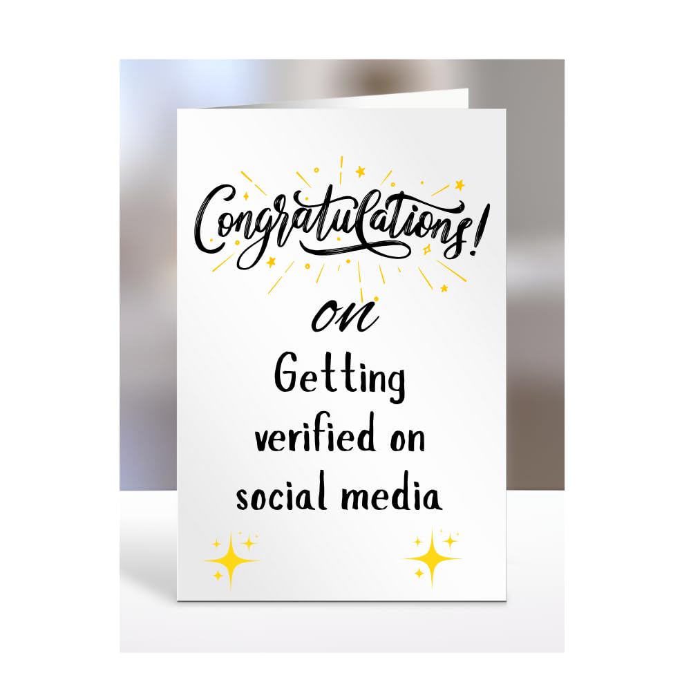 Congratulations on Getting verified on social media Card, Gifts for Men or Women, Presents for Christmas, Greetings Card, Him, Her, Female, Male, A5-113_217 — image 1