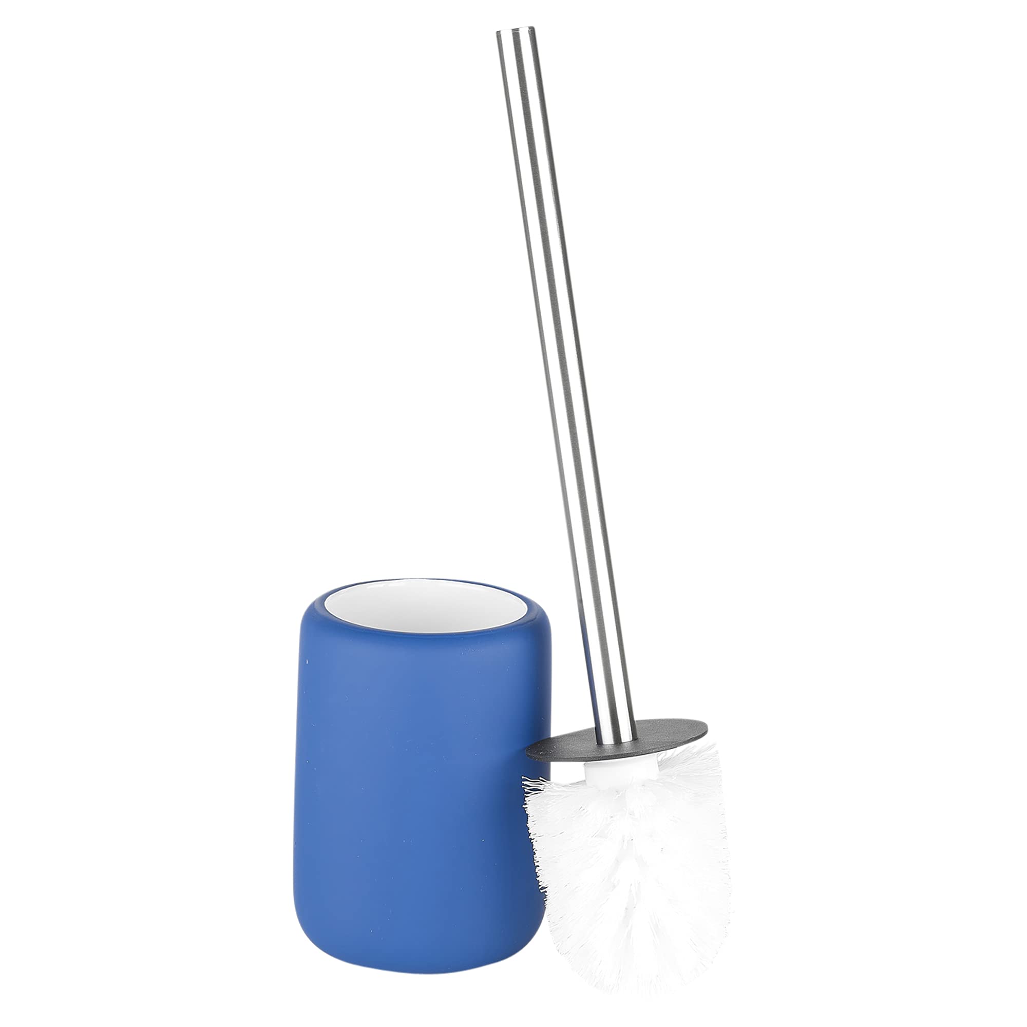 Urbnliving Blue 3Pcs Ceramic Matt Colour Matching Bathroom Dispenser Tumbler Toilet Brush Set (Blue)