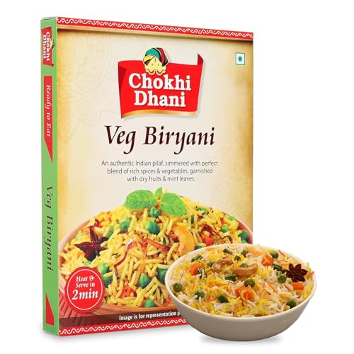 Image of Chokhi Dhani Hyderbadi Biryani | Vegetable Pulao | Ready to Eat Indian Food, Just Heat and Eat, Microwavable (Pack of 1, 250g) | Ready to eat Meals