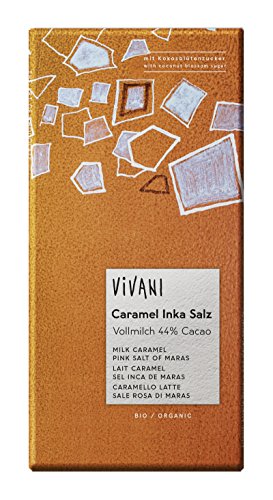 Vivani Bio Schokolade Caramel Inka Salz mit Kokosblütenzucker, 10er Pack (10 x 80 g)