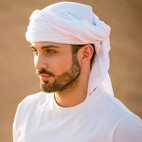 Scarf Military Shemagh Tactical Desert Keffiyeh Head Neck Scarf White Arab Wrap (White-Without Headband) #TOP1