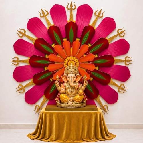 Image of Party Propz Makhar for Ganapati Decoration Setup for Home- 1 Pc, DIY Makhar for Ganpati Backdrop Decoration, Ganpati Decorations Items for Home, Wall Makhar
