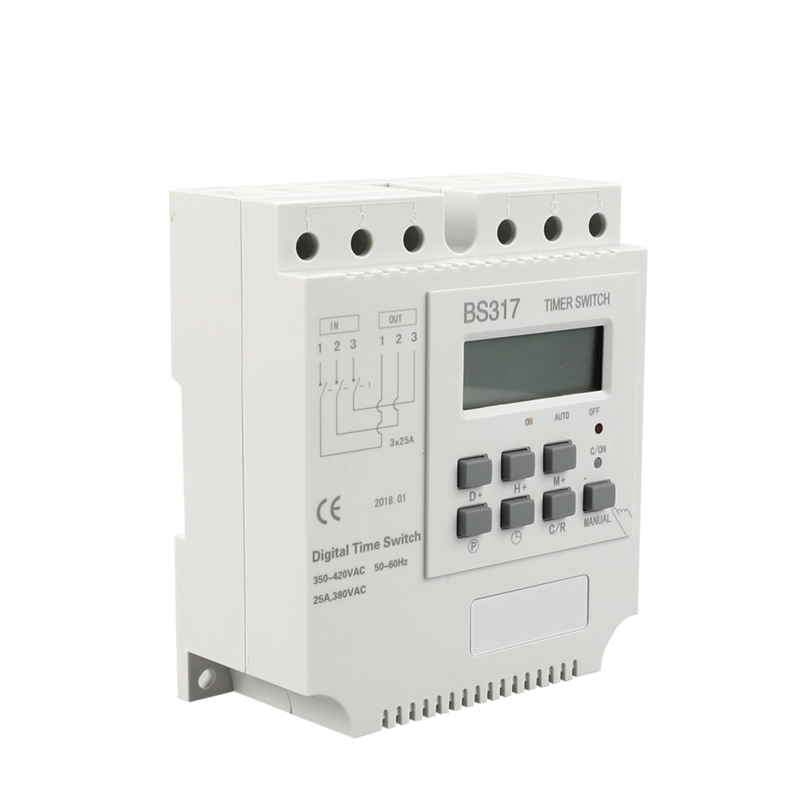 ZERVA Timer settimanale DIN trifase 380V 25A, Timer Digitale con 17 Tempi di attivazione/disattivazione Intervallo Impostato 1min-168H