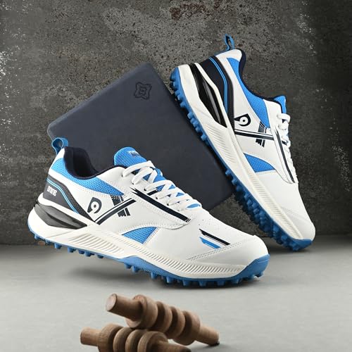 Image of DNINE Blaster Men, Rubber Studs, Cricket Shoes, Sun Orange /Diva | Blue /White | White /Red