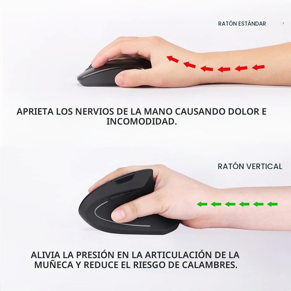 Combinación de ratón y teclado ergonómicos verticales inalámbricos de 2,4 GHz Tamaño portátil ultrafino para PC de sobremesa ordenador portátil portátil Mac Tablet (Right-handed)