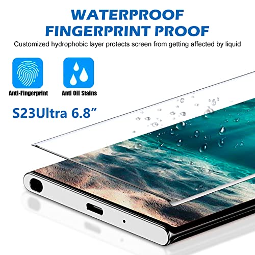 Image of [2+2 Pack] Galaxy S23 Ultra Screen Protector, 9H Tempered Glass, Ultrasonic Fingerprint Support, 3D Curved, HD Clear Scratch Resistant for Samsung Galaxy S23 Ultra 5G Glass Screen Protector