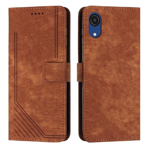 Flip cover Samsung Galaxy A03 Core marron avec porte-carte et cordon poignet