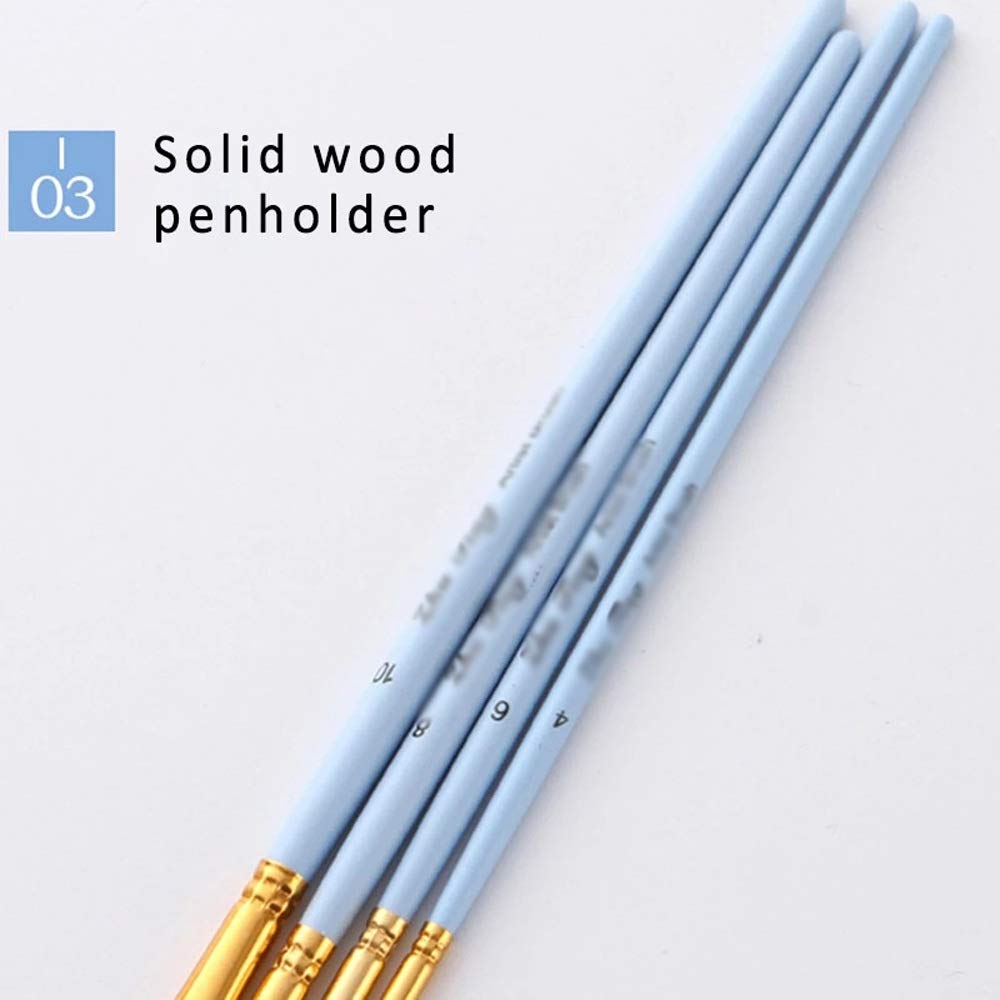 XBTGS Set di 4 pennelli per disegno artistico, acquerello, setole in nylon, manico in legno, colore blu opaco, per pittura a olio,
