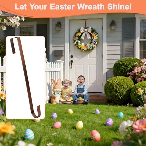 Image of 12 inch Wreath Hanger Over The Door Hooks, Non Scratch Metal Wreath Door Hanger