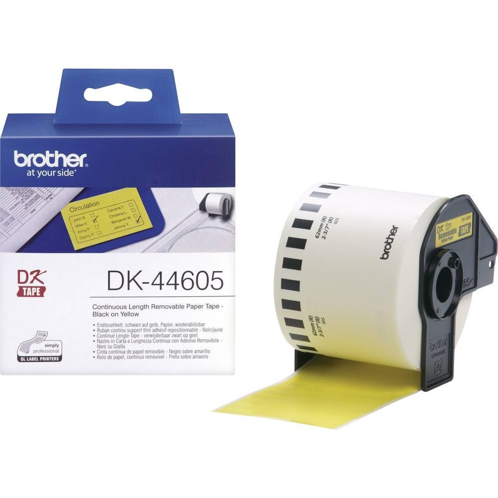 Brother Black on Yellow Label Printer Tape, 62 mm Width